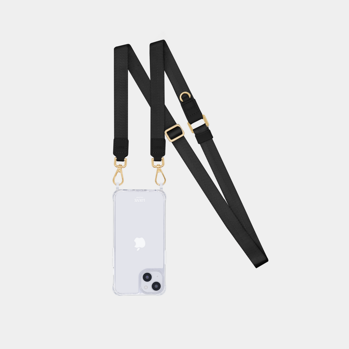 Clear Phone Case + Black Crossbody Lanyard Louve collection