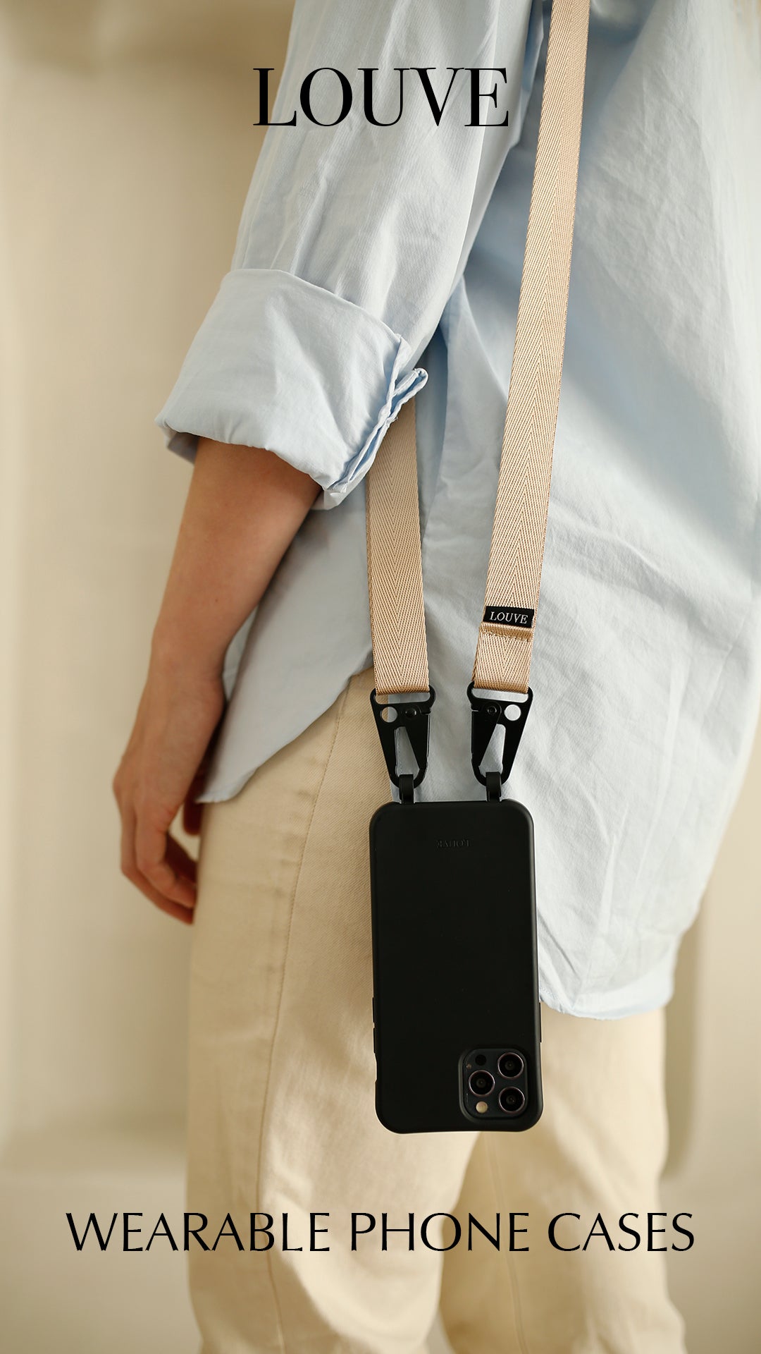 Le Cafe Noir Black Phone Case + Latte Love Nude Active Phone Belt - Louve collection