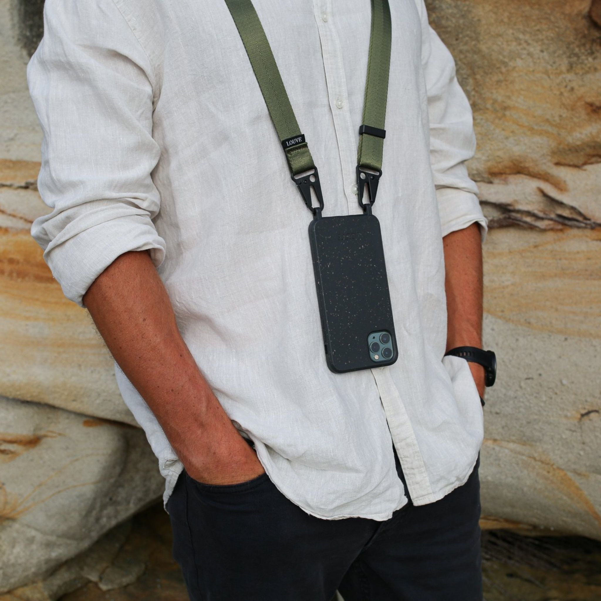 Olive Green Active Phone Belt - Louve collection