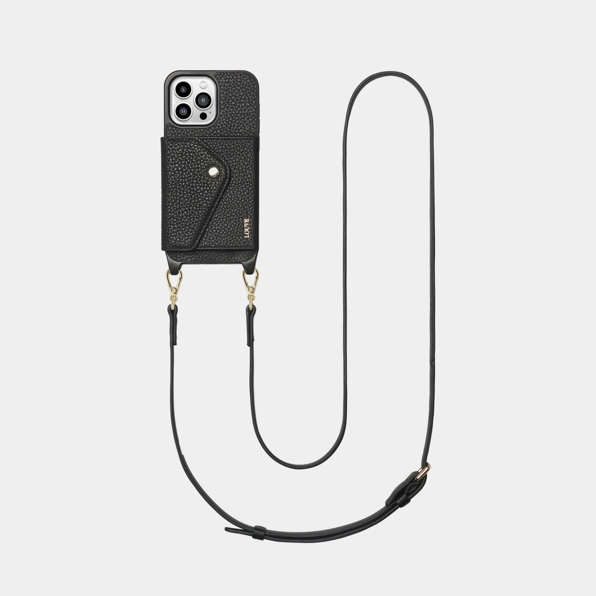 Luxe Pebble Leather Phone Case Wallet with Matching Crossbody Strap Louve collection