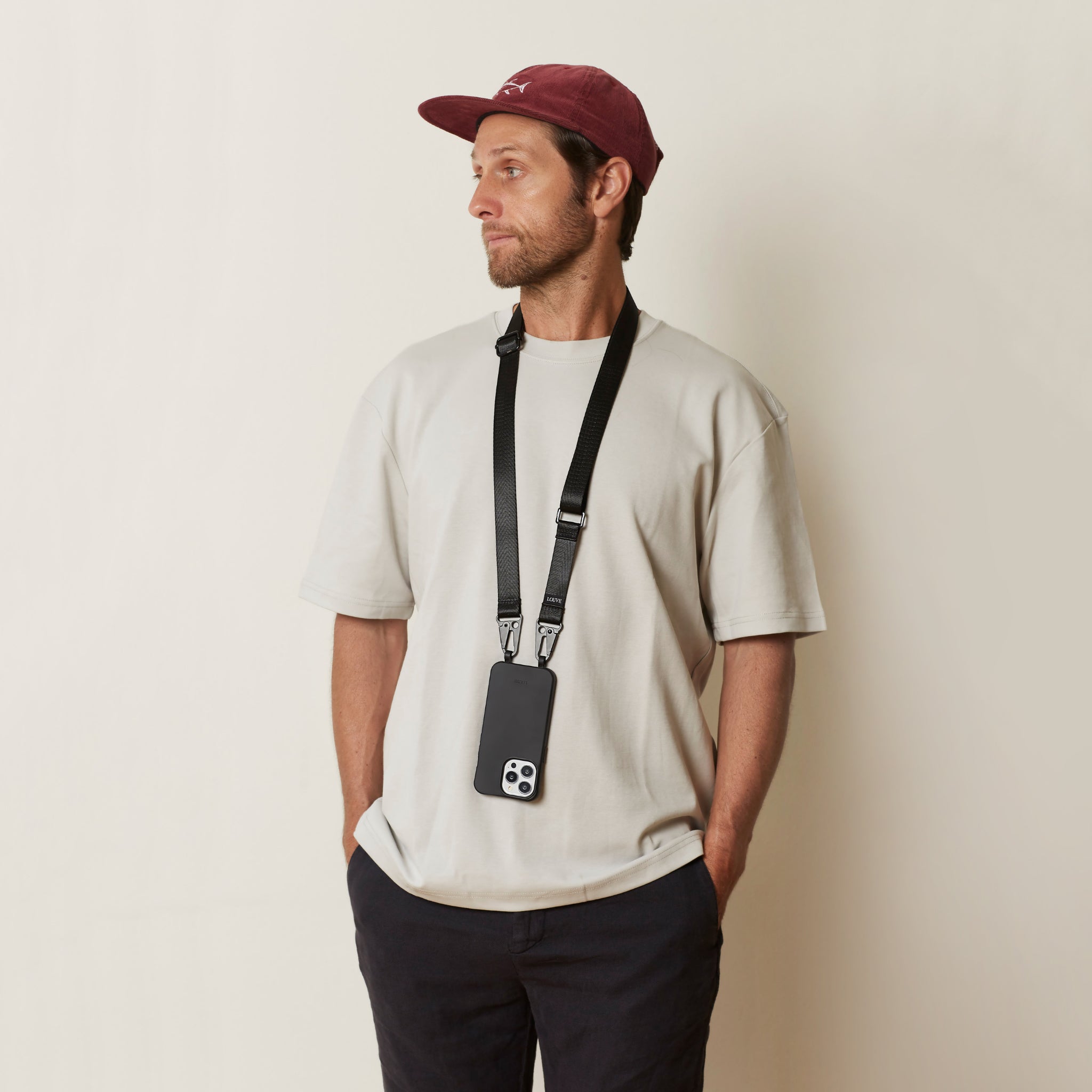Black Phone Case + Midnight Sky Crossbody Lanyard | Men – Louve