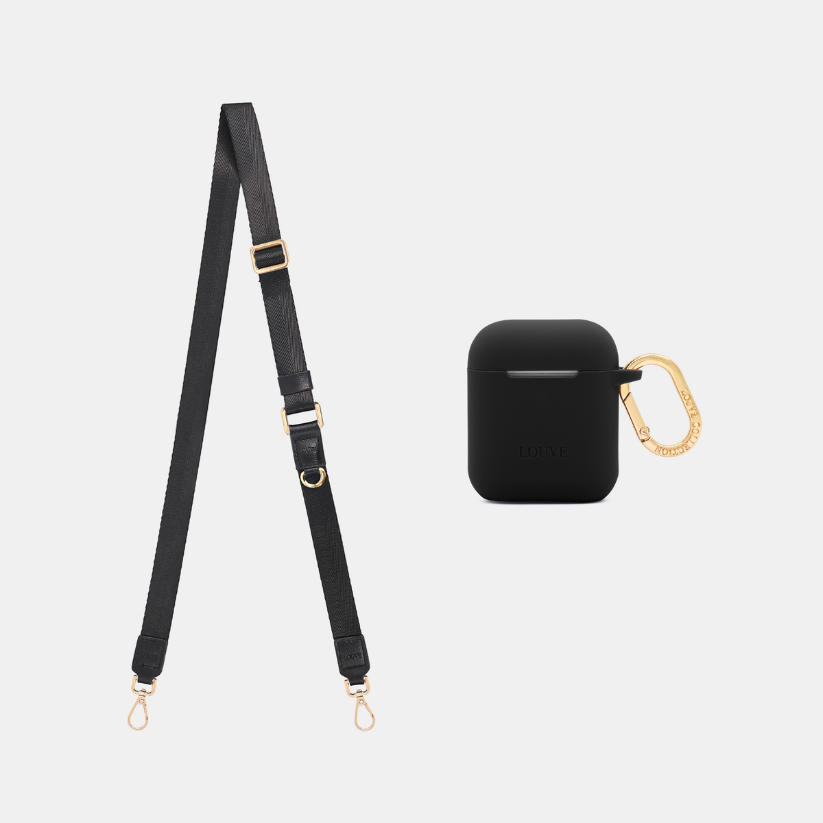 Black Phone Lanyard + Matching Airpods Case iPhone Accessories