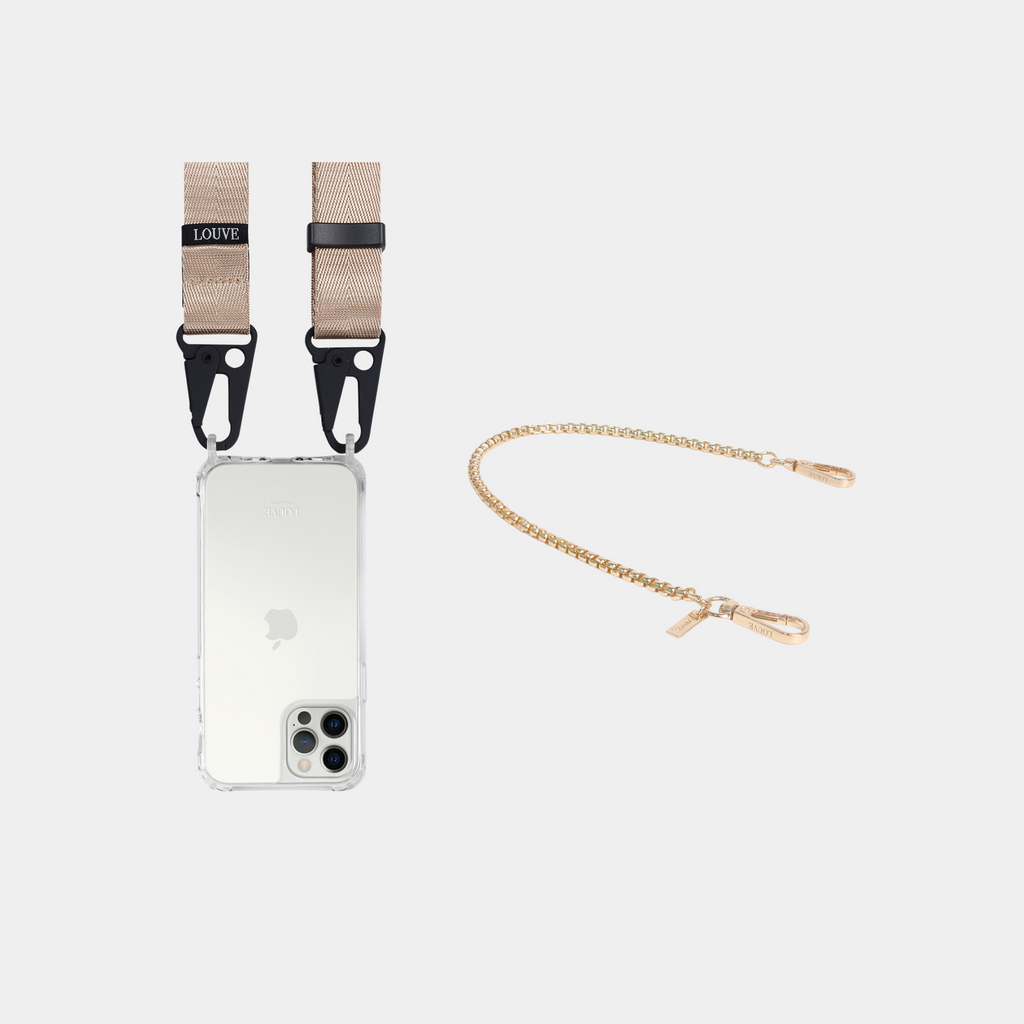  Crossbody smartphone case. iPhone accessory. Phone case with strap. Phone Harness. Lanyard. Phone-bag. Pearl Phone chain. Phone-Bracelet. Wristlet. Maison de sabre. Bandolier Style. Ideal of Sweden. Carrie-Case. The daily edited. Mimco. Luxury iphone case. 