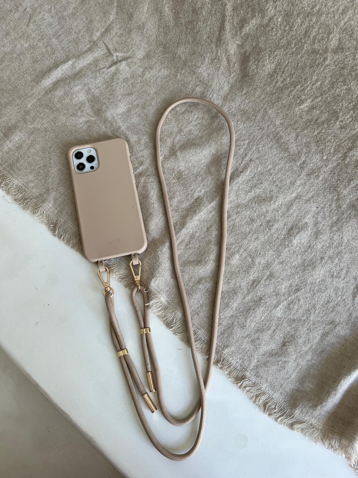 Desert Sand Crossbody Phone Case + Bisque Beige Phone Strap - Louve collection