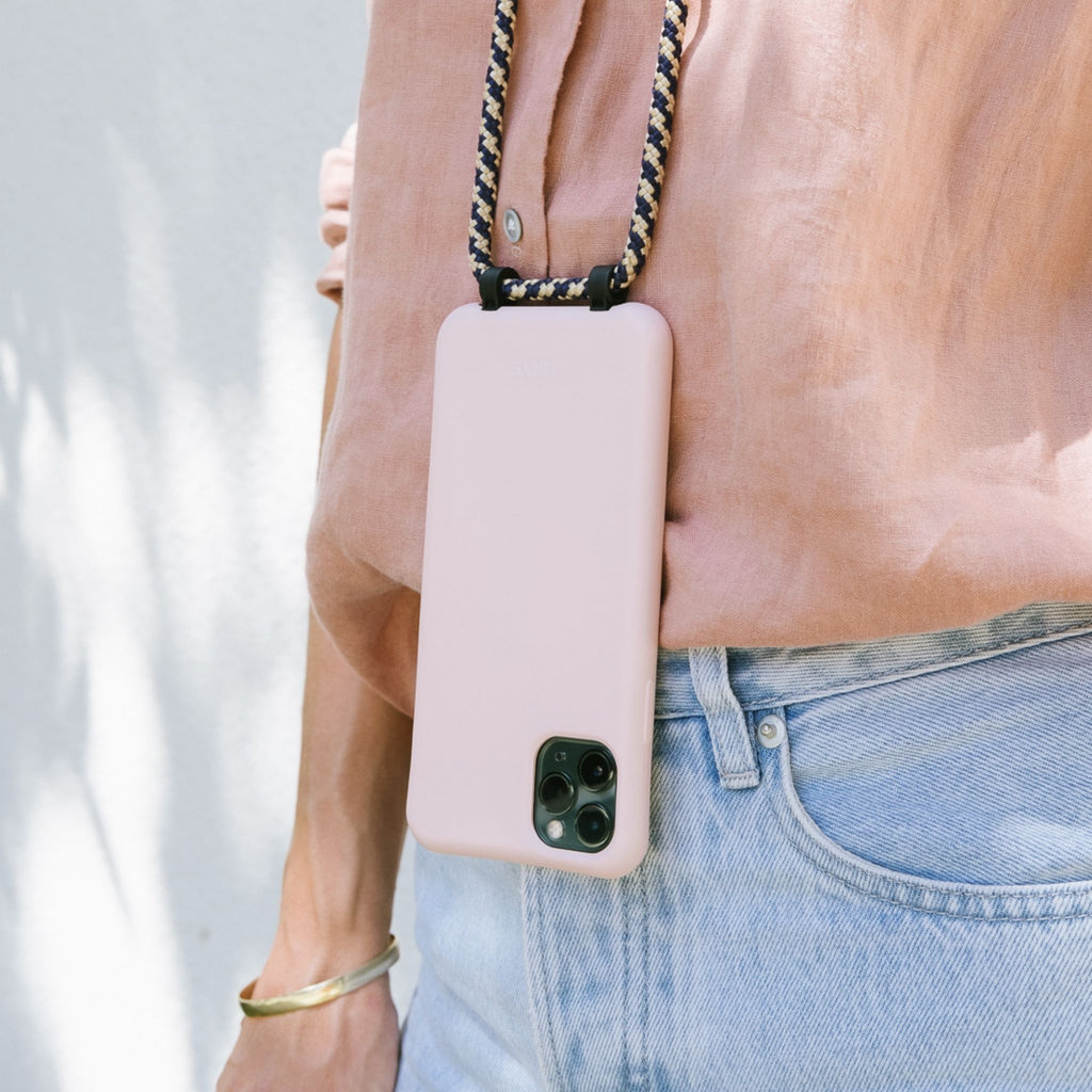 Dusty Pink Phone Case + Summer in Santorini Phone Cord - Louve collection