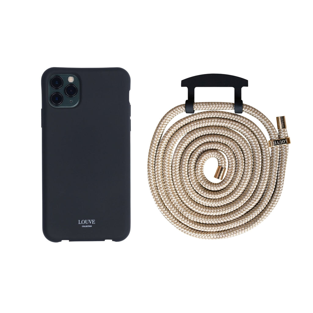 Le Cafe Noir Black Phone Case + Desert Sand Phone Strap - Louve collection