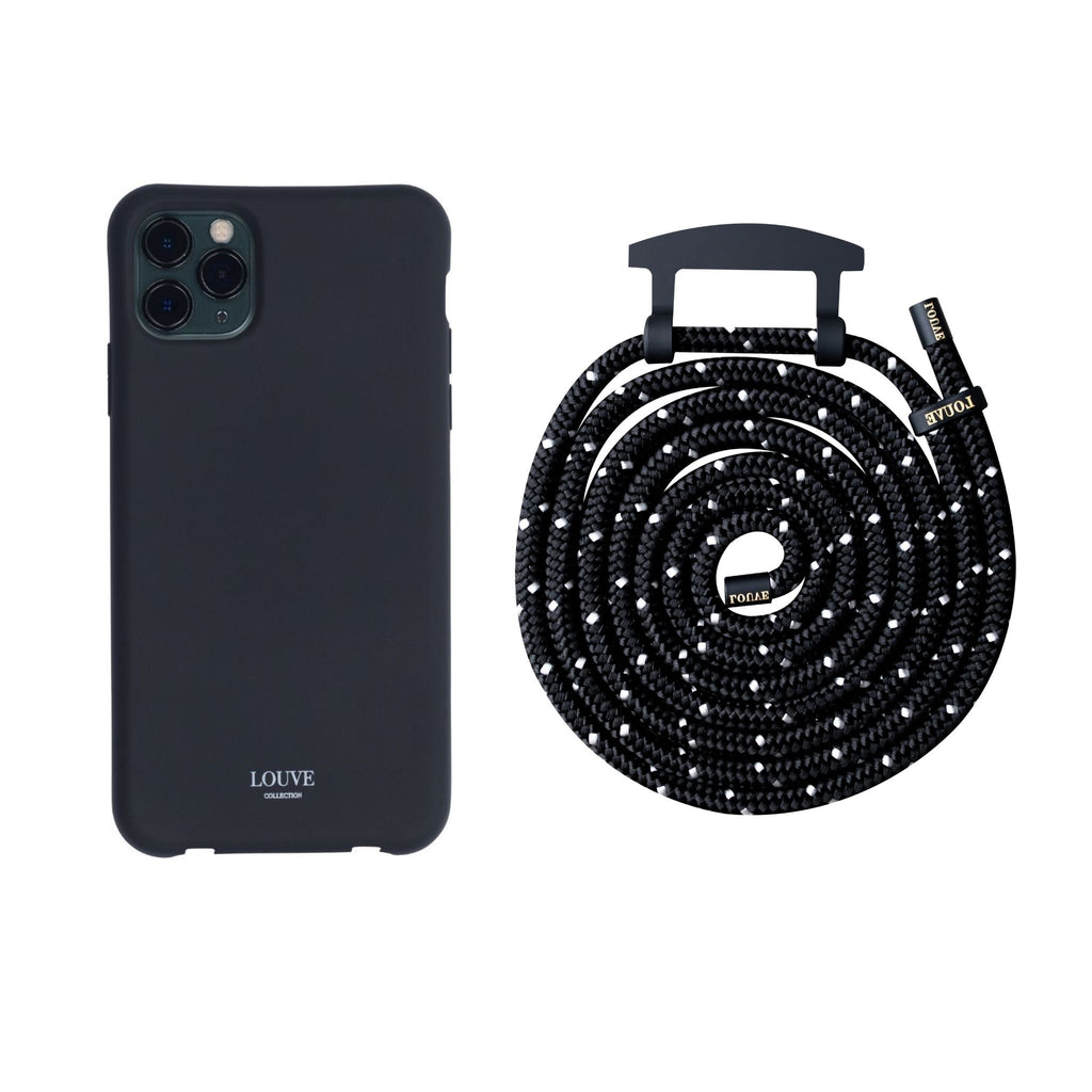 Le Cafe Noir Black Crossbody Phone Case + Dots Phone Strap - Louve collection