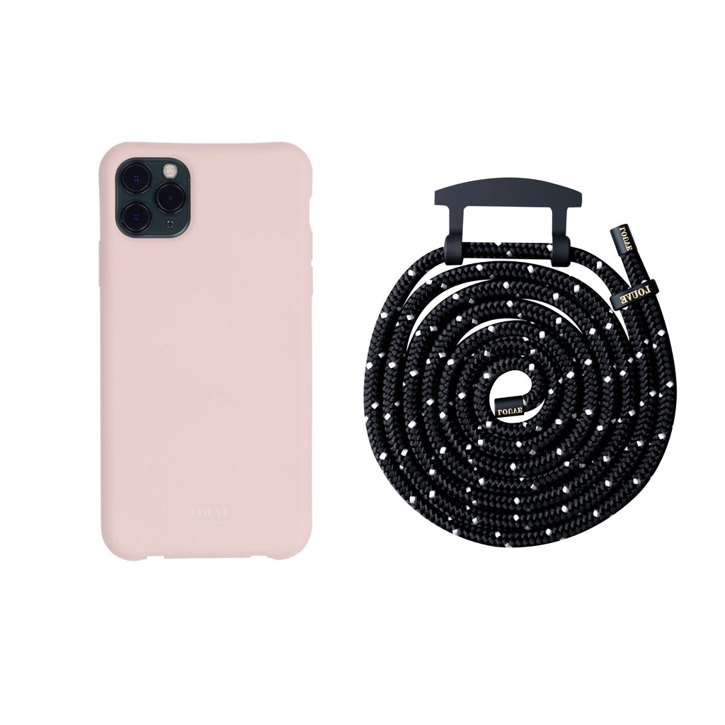 Corded phone case. Crossbody smartphone case. Phone lanyard. Harness. Strap. Chain. Wearable phone accessories. Fashionable phone cases.  xouxou